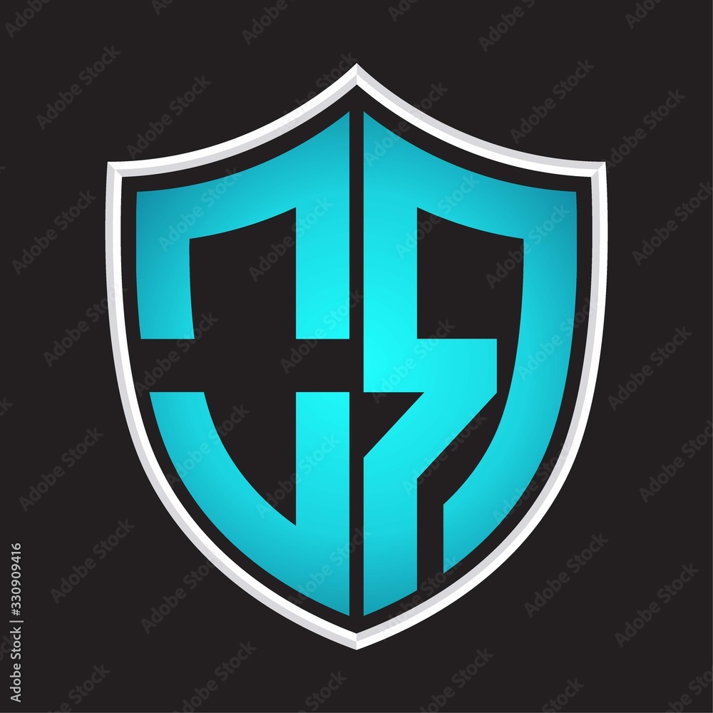 OR Logo monogram with shield shape isolated blue colors on outline design template OR Logo monogram with shield shape isolated blue colors on outline design template