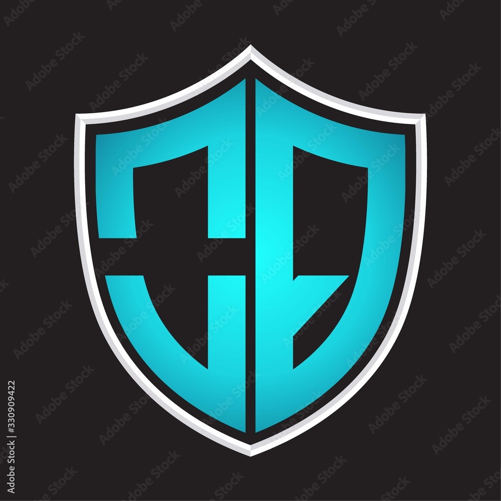 OQ Logo monogram with shield shape isolated blue colors on outline design template OQ Logo monogram with shield shape isolated blue colors on outline design template