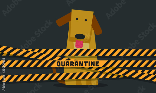 Cute Dog Behind Quarantine Tape