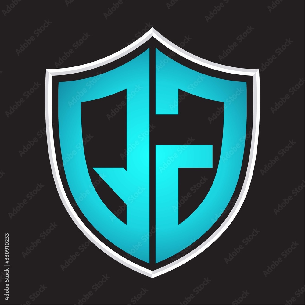 QG Logo monogram with shield shape isolated blue colors on outline design template QG Logo monogram with shield shape isolated blue colors on outline design template