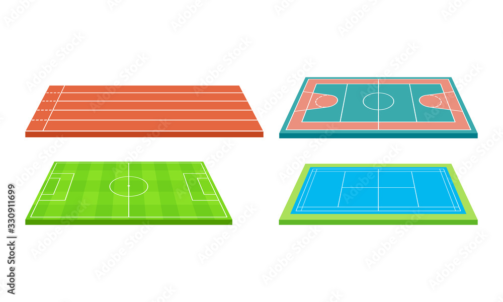 Playing Fields for Sport Games Like Football Vector Set Playing Fields for Sport Games Like Football Vector Set