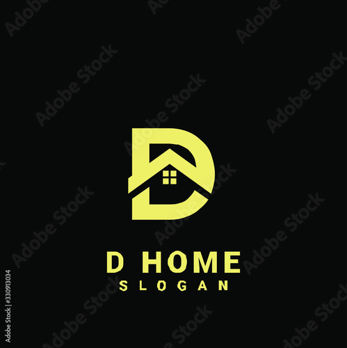 D HOUSE initial gold logo icon design	