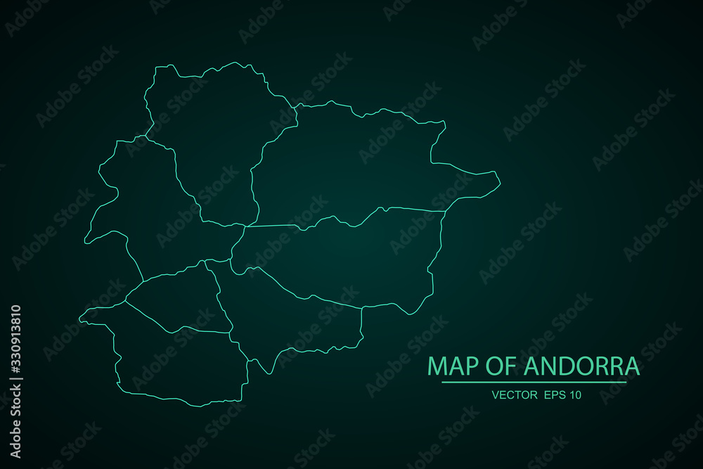 Fototapeta premium High Detailed Blue Map of Andorra isolated on white background. - Vector