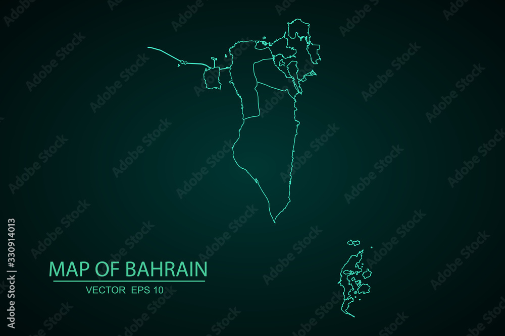 High detailed blue vector map - Bahrain - Vector