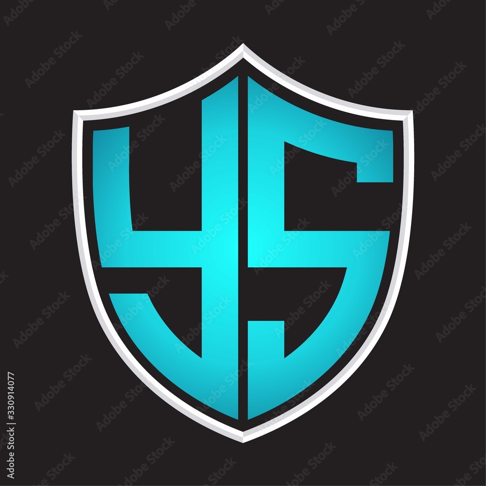 YS Logo monogram with shield shape isolated blue colors on outline design template YS Logo monogram with shield shape isolated blue colors on outline design template