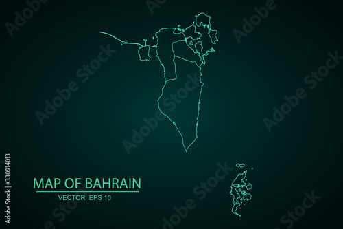 High detailed blue vector map - Bahrain - Vector