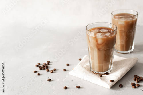 Glass Of Cold Coffee On Wood