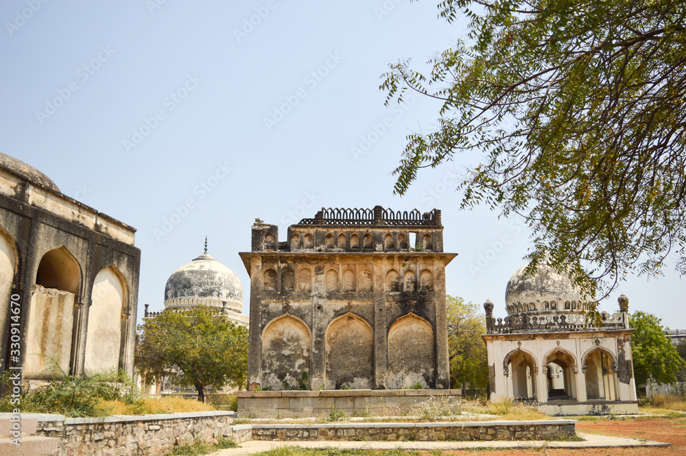 Fototapeta premium abandon historical architectural structures of seven tombs in hyderabad india 