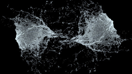Water Splash on black background with alpha mask. 3d illustration.
