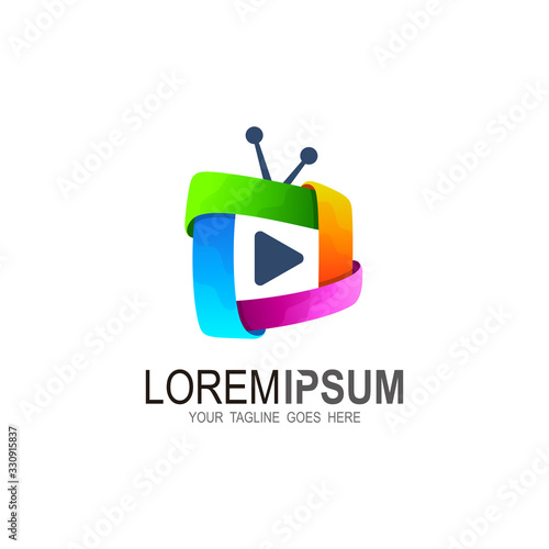 Creative media television logo design template