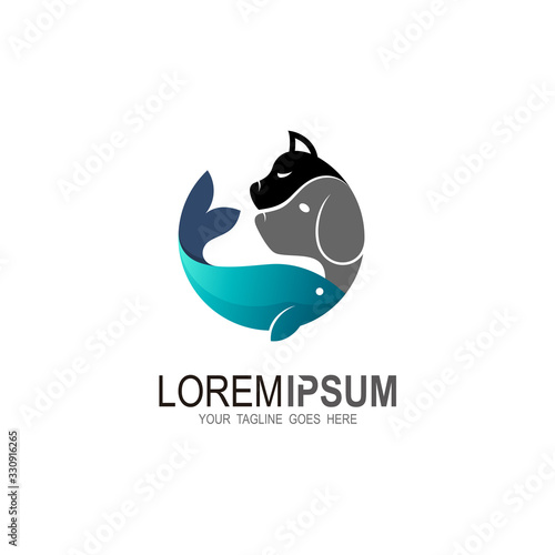 Pet logo   Pet care logo with dog  cat and fish icons