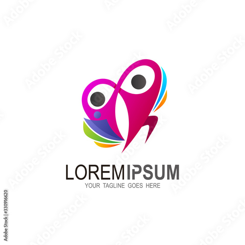 Charity logo template, creative kids logo, happy kids logo, hand with kids icon