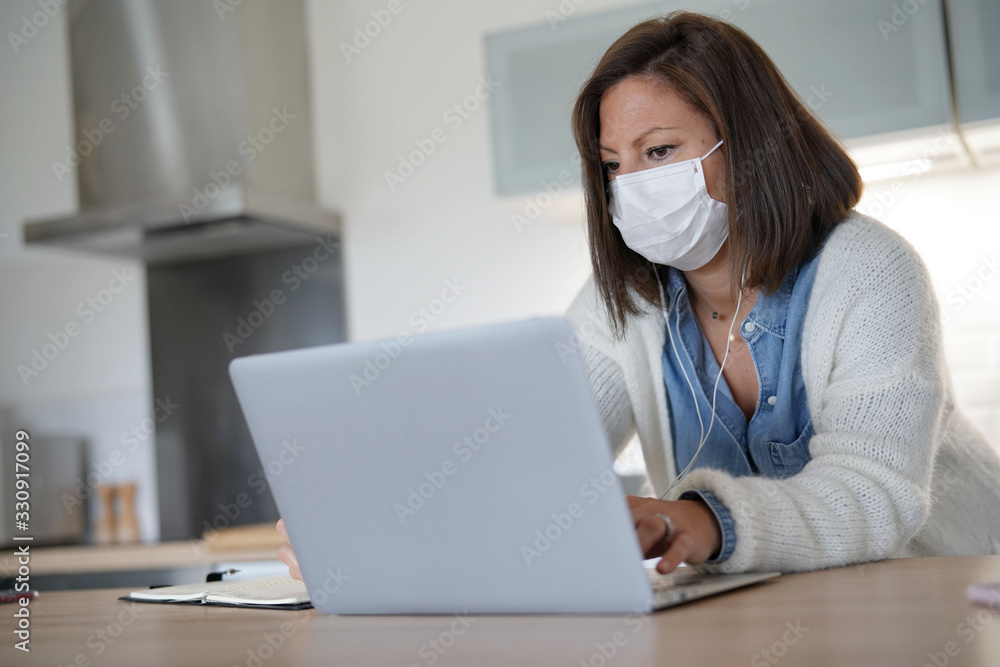 Woman working from home during coronavirus outbreak