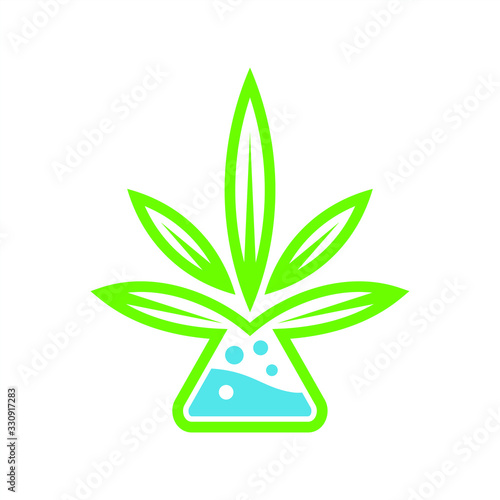 cannabis or marijuana leaf extract in a beaker