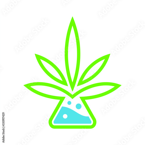 cannabis or marijuana leaf extract in a beaker