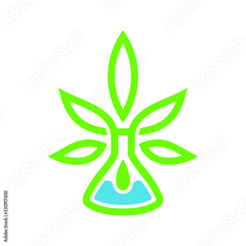 cannabis or marijuana leaf extract in a beaker