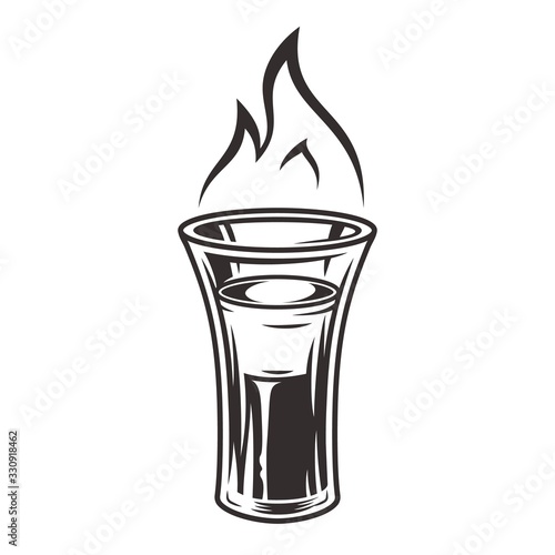 Cocktail shot b 52 with fire flame emblem