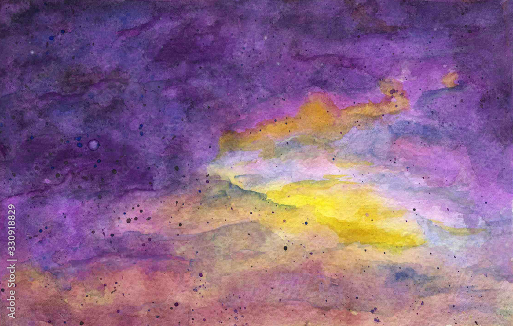  abstract purple-yellow watercolor background, texture