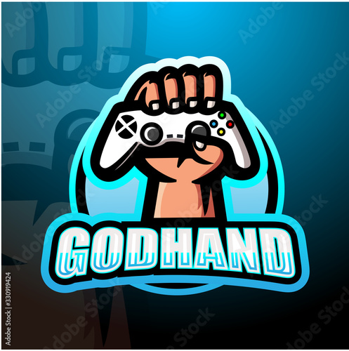 God hand esport game logo design photo