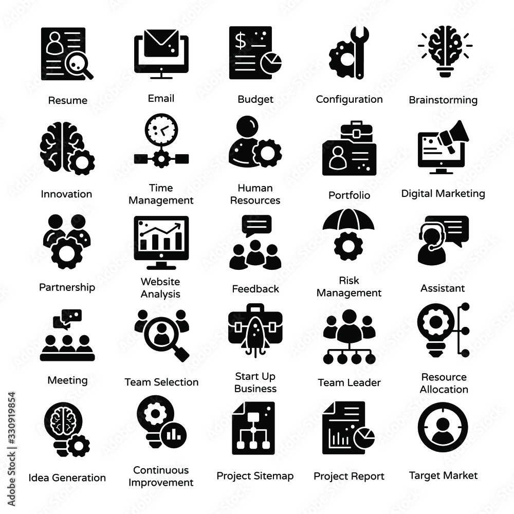 Project Management Solid Vectors Pack Project Management Solid Vectors Pack