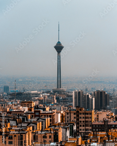 Tehran cityscape with Milad tower in the frame.