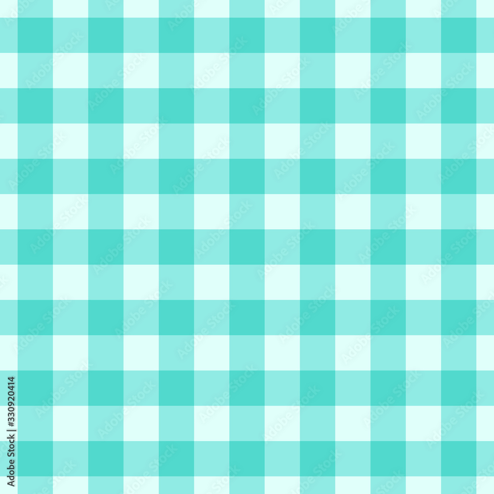 Vector gingham striped checkered blanket tablecloth. Seamless white turquoise table cloth napkin pattern background with natural textile texture. Country fabric material for breakfast or dinner picnic Vector gingham striped checkered blanket tablecloth. Seamless white turquoise table cloth napkin pattern background with natural textile texture. Country fabric material for breakfast or dinner picnic