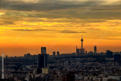 beautiful sunset over Tehran-Iran skyline at an amazing afternoon with unique clouds in the sky. © PR ART