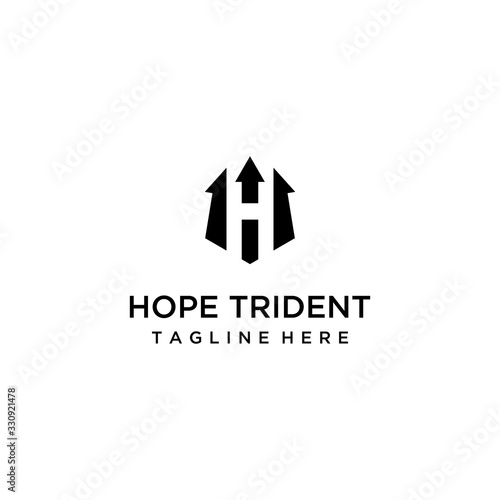 Trident logo with initial letter H 