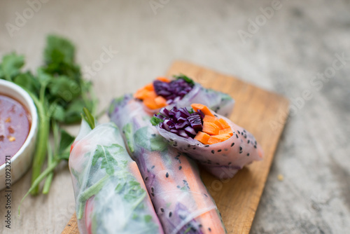 Spring rolls in rice paper photo