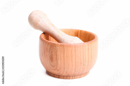 Wooden mortar with a pusher