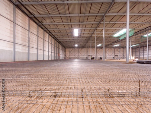 Canvas Print Installation of a rebar for the floor construction of a new warehouse