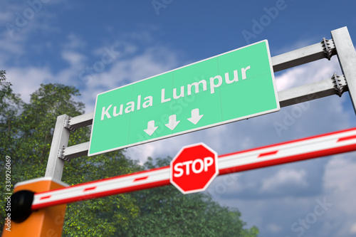 Canvas Print Barrier with STOP sign near the city of Kuala Lumpur, Malaysia road sign