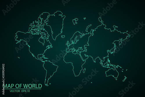 Map Continents High color Light blue, Detailed vector map continent White background, world map - blue pastel graphic background . Vector illustration eps 10. - Vector