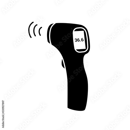 Digital contactless thermometer black icon on a white background