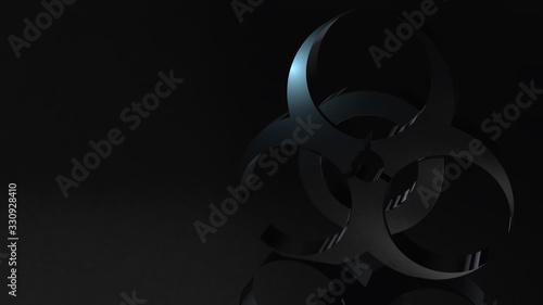 Biohazard symbol. Biohazard sign. Abstract 3d render background