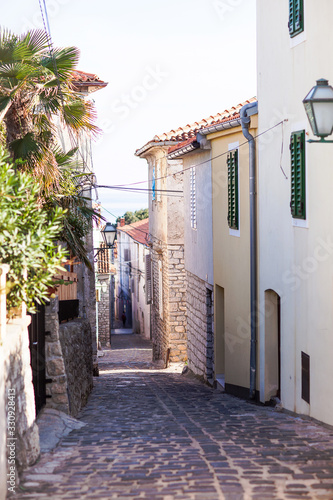 Empty  narrow streets in Croatia on the island of Krk