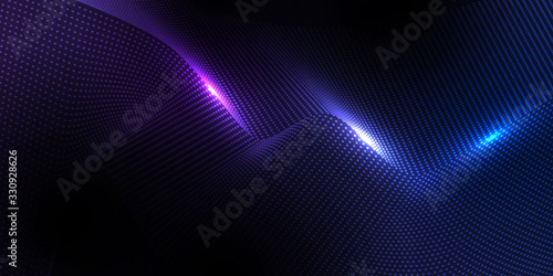 Abstract geometric pattern and background poster with dynamic waves. technology Particle Mist network Cyber security Vector illustration.