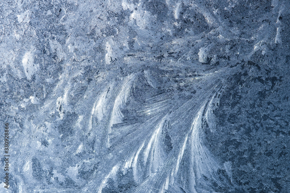 Frosty pattern on the glass Frosty pattern on the glass