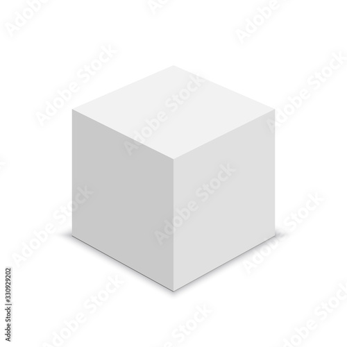 White cube. box. Vector illustration.