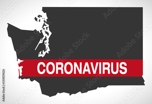 Washington USA federal state map with Coronavirus warning illustration
