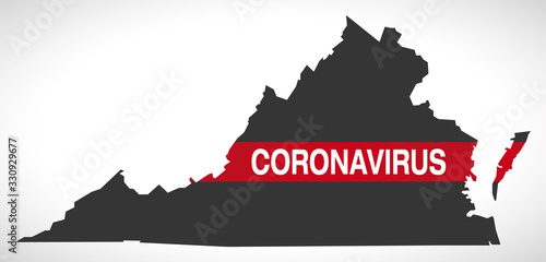 Virginia USA federal state map with Coronavirus warning illustration