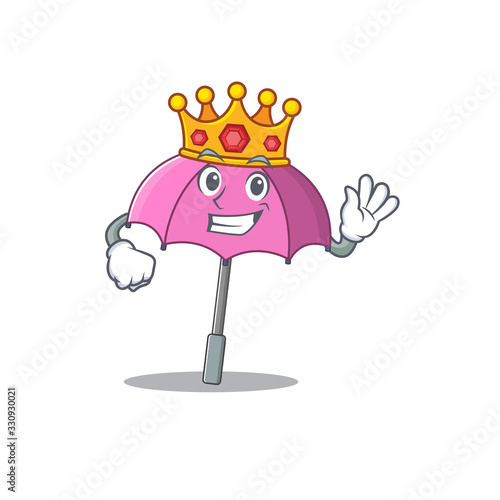 The Royal King of pink umbrella cartoon character design with crown