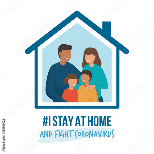 I stay at home awareness campaign and coronavirus prevention