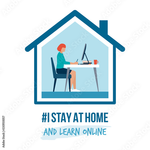 I stay at home awareness campaign and coronavirus prevention