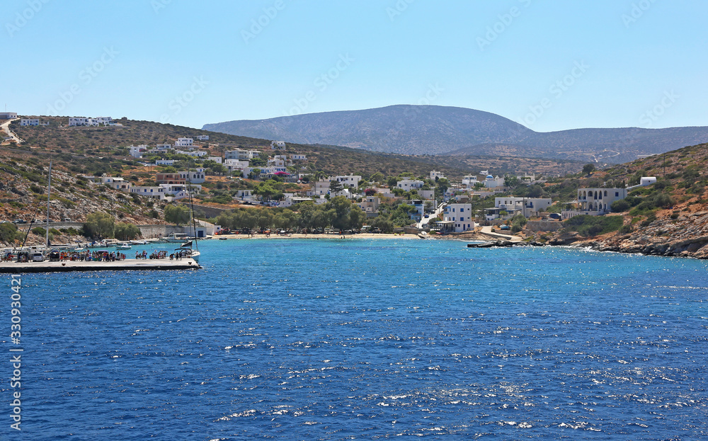landscape of the port of Iraklia island Cyclades Greece