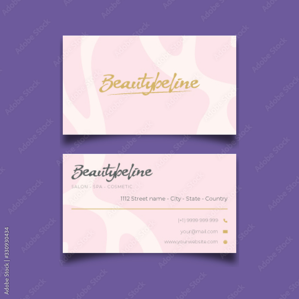 Beauty pink ocean texture simple, minimalist business card Design