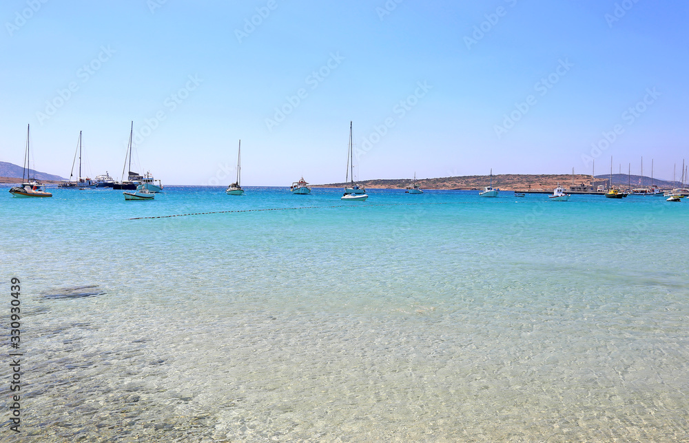 scenery of turquoise sea at Ano Koufonisi island Greece