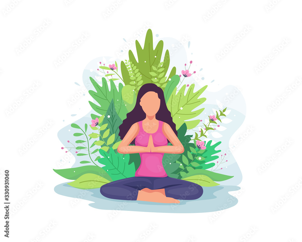 Vector illustration Woman doing yoga exercise Vector illustration Woman doing yoga exercise