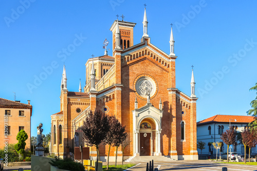Arcade, Italy. Arcitecture of catholic church (Parrocchia di San Lorenzo) in Arcade.