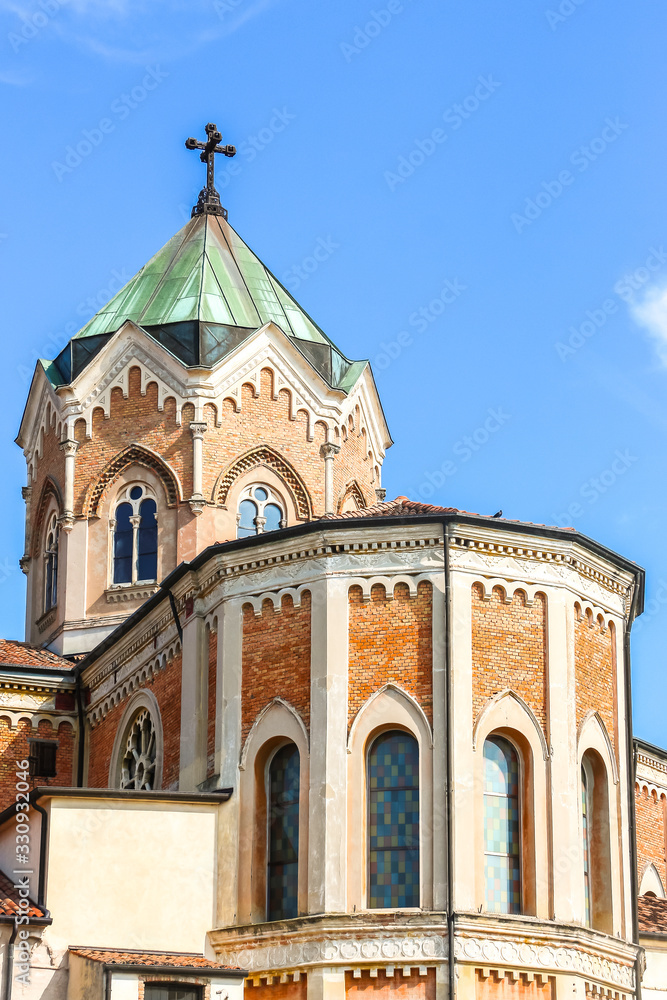 San Fior di Sopra, Italy. Architecture of catholic church (Chiesa di San Giovanni Battista) in San Fior di Sopra.